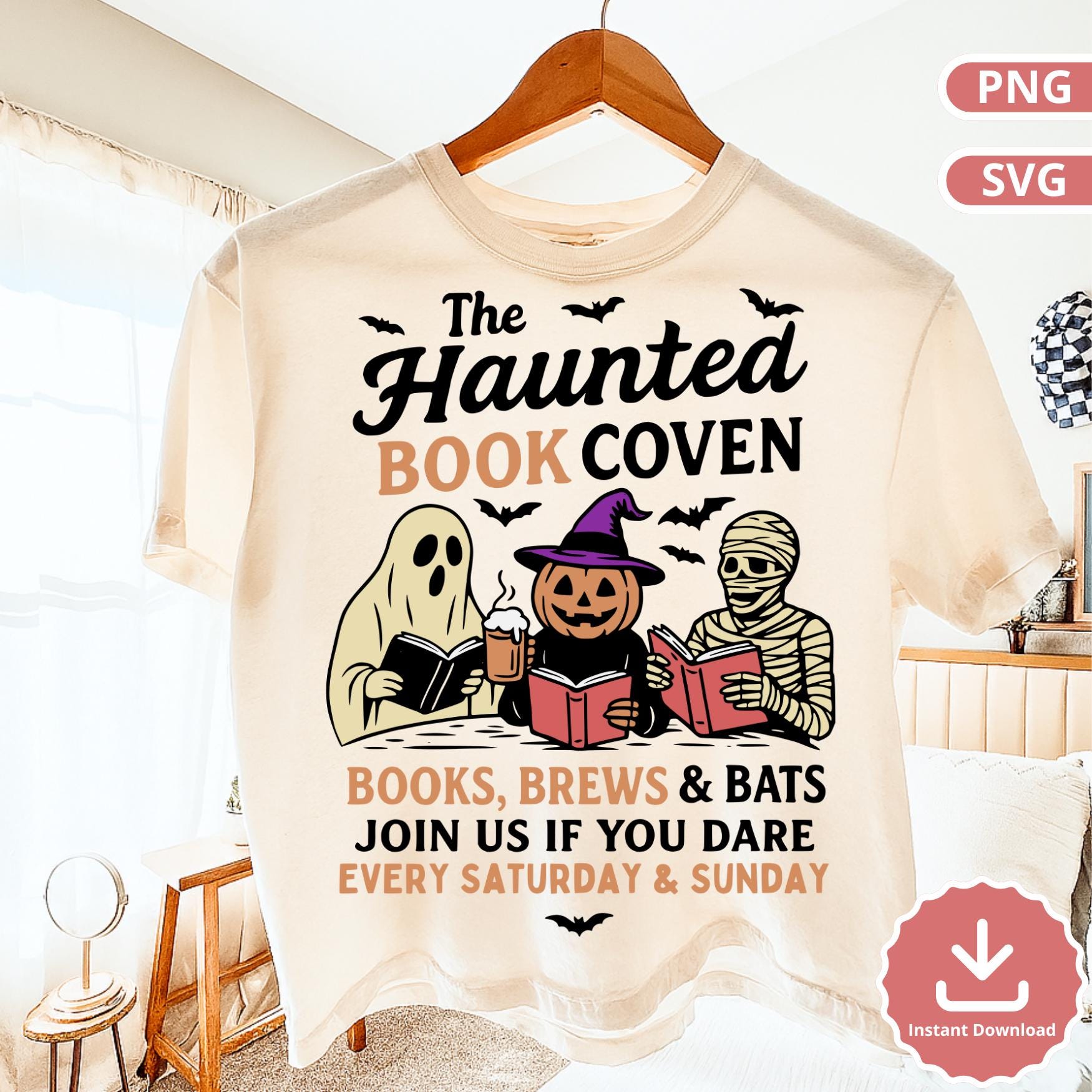 Haunted Book Coven Graphic: Spooky Halloween PNG SVG (Digital Download