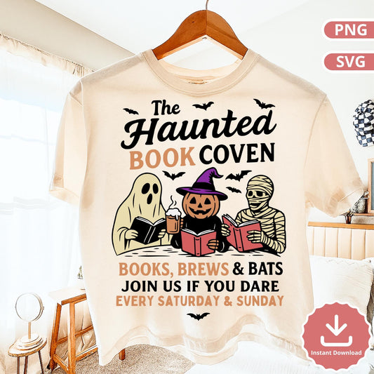Haunted Book Coven Graphic: Spooky Halloween PNG SVG (Digital Download