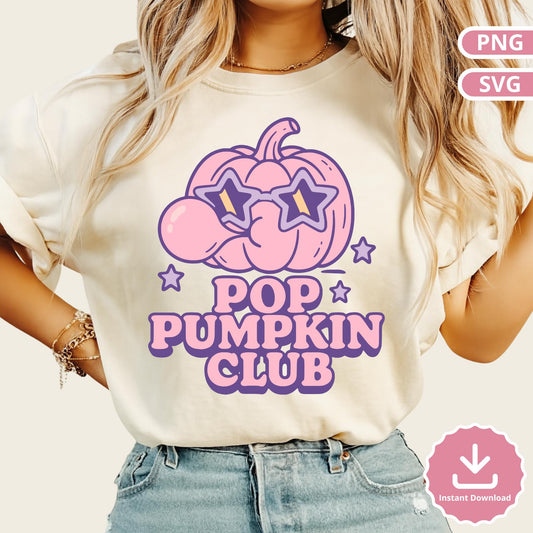 Bubblegum Pumpkin PNG SVG: Kawaii Retro Halloween Clipart (Digital Download)