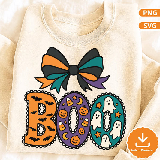Halloween BOO Bow SVG, Spooky Ghosts, Bats, Pumpkins (Digital Download)