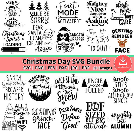 Funny Christmas Quotes SVG Bundle: Holiday Clipart (Digital Download)