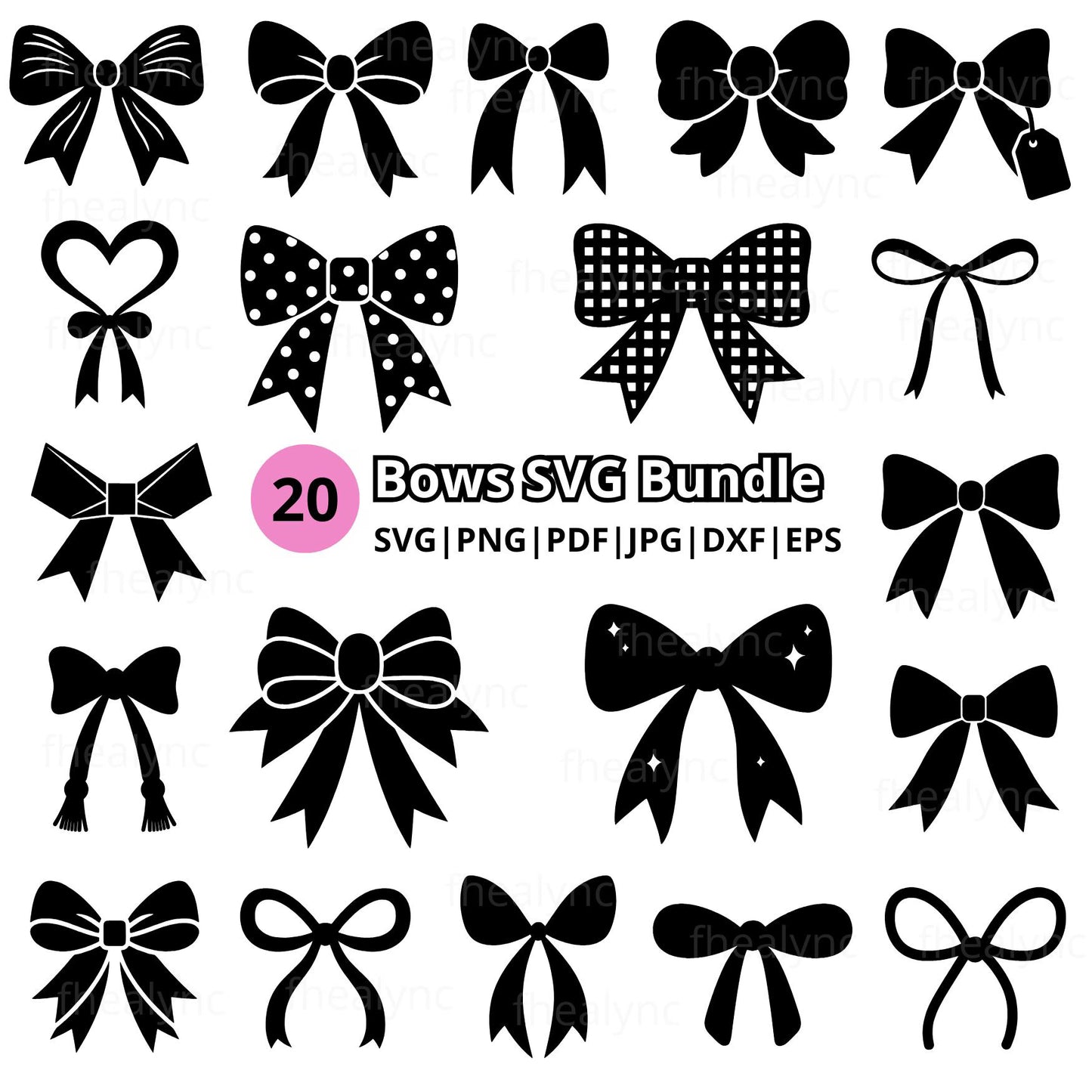 Bows SVG Bundle, Ribbon Bow Clipart (svg, png, pdf. jpg, dxf, eps)