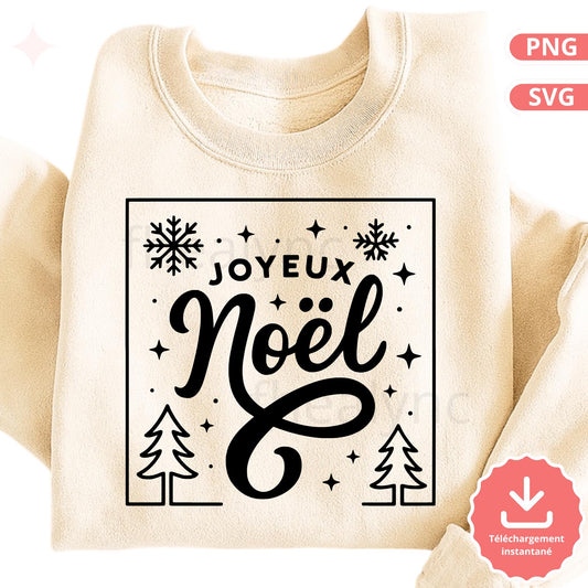 Joyeux Noël SVG PNG, Design Noël Sweatshirt, Fichier Découpe Cricut, Téléchargement Instantané, Art Noël