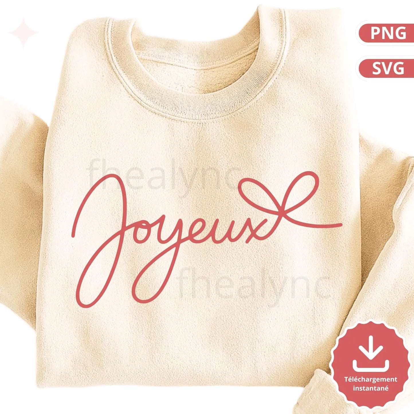 Joyeux Ruban SVG PNG, Lettrage Noël Script avec Nœud, Design Noël Minimaliste, Fichier Cricut Silhouette, Sweatshirt Noël Svg
