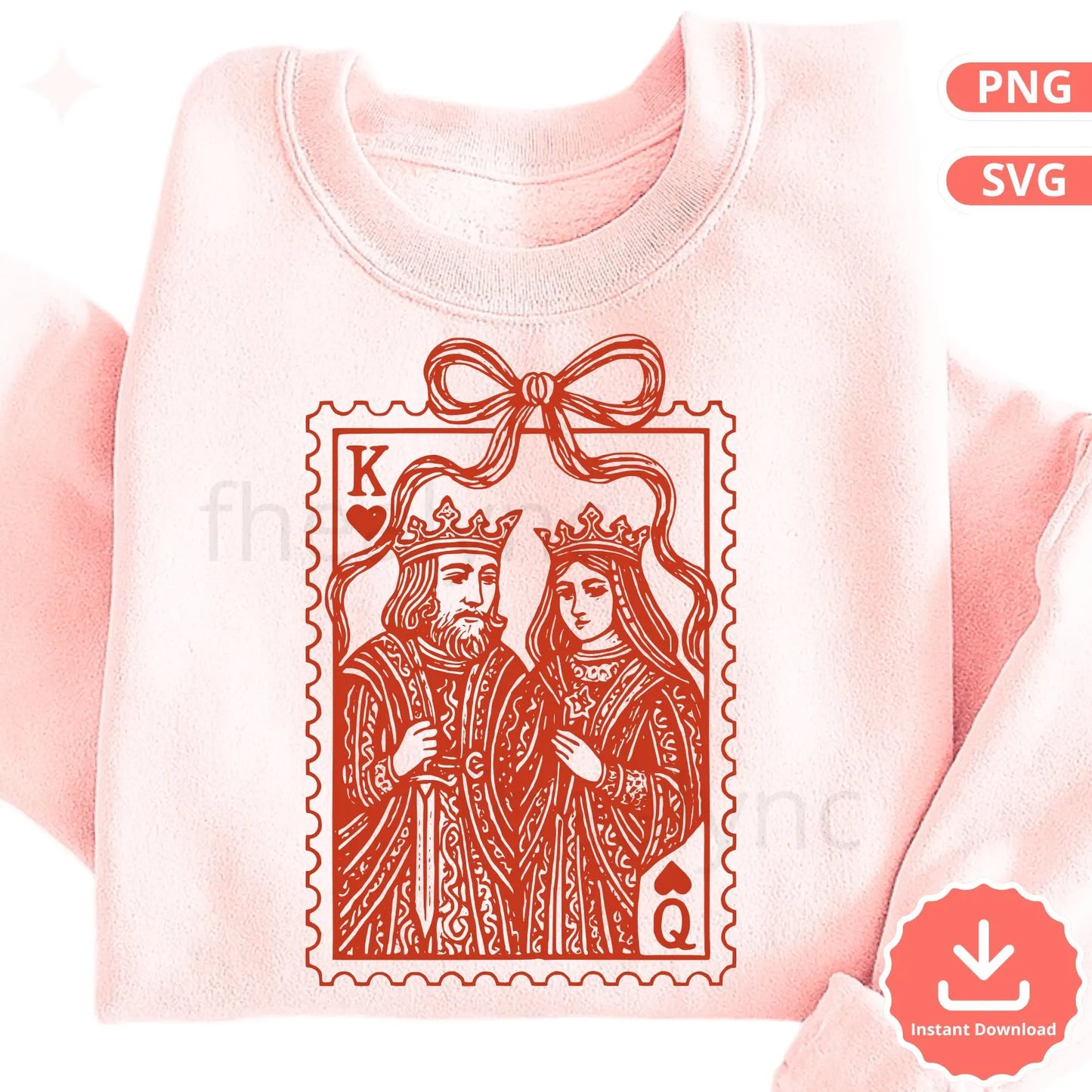 King Queen Valentine SVG PNG, Love Playing Card Design, Romantic Couple SVG for Cricut, Valentine Shirt & Mug Design