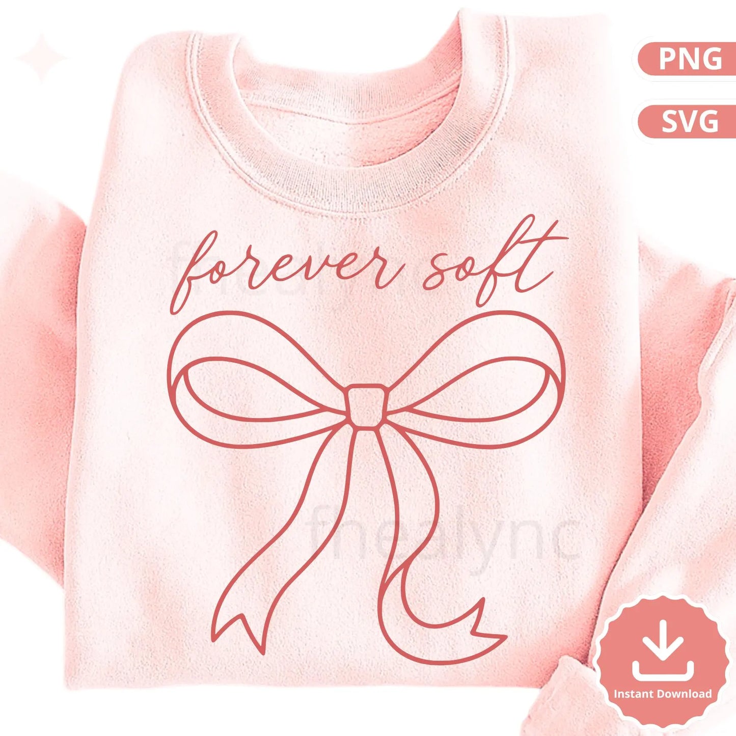 Forever Soft Bow SVG, Feminine Bow SVG Cut File, Soft Girl Aesthetic SVG, Valentine Bow Svg Png for Cricut Silhouette