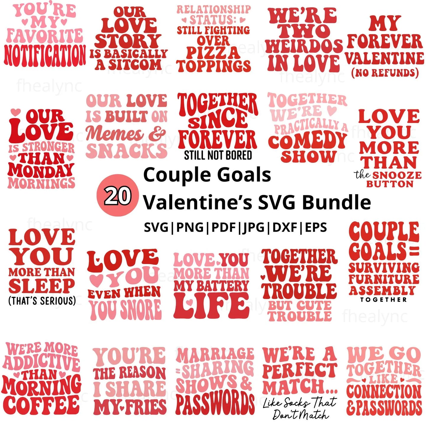 Couple Goals Valentine SVG Bundle, Funny Love Quotes SVG, Valentine Cricut Cut Files for Shirts, Gifts & Decor