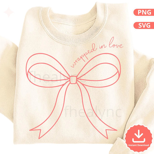 Wrapped in Love Bow SVG PNG, Valentine Graphic (Digital Download)