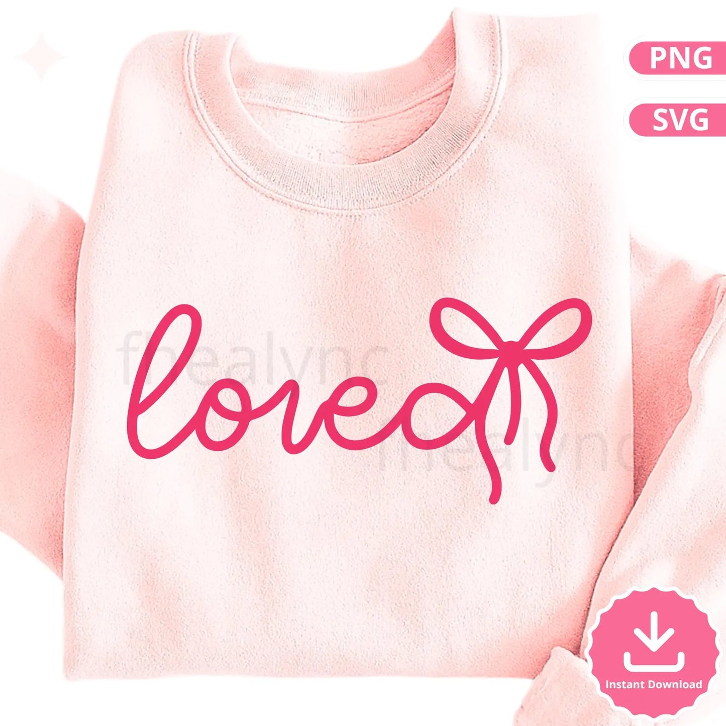 Love Bow SVG PNG, Valentine Bow Design, Cute Love Word SVG for Cricut Silhouette, Romantic Shirt & Sticker Cut File