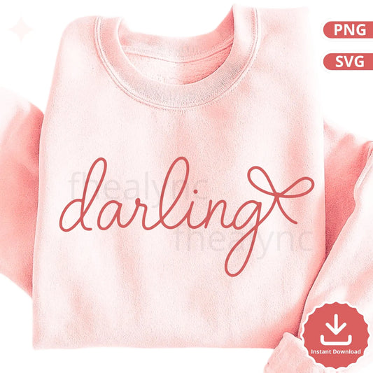 Darling SVG PNG, Cute Script Darling Cut File, Valentine Sweatshirt Design, Cricut Silhouette Printable, Love Word SVG
