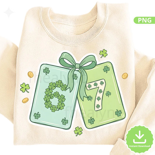 Lucky Number 67 St Patrick's Day Clipart, Shamrock PNG (Digital Download)