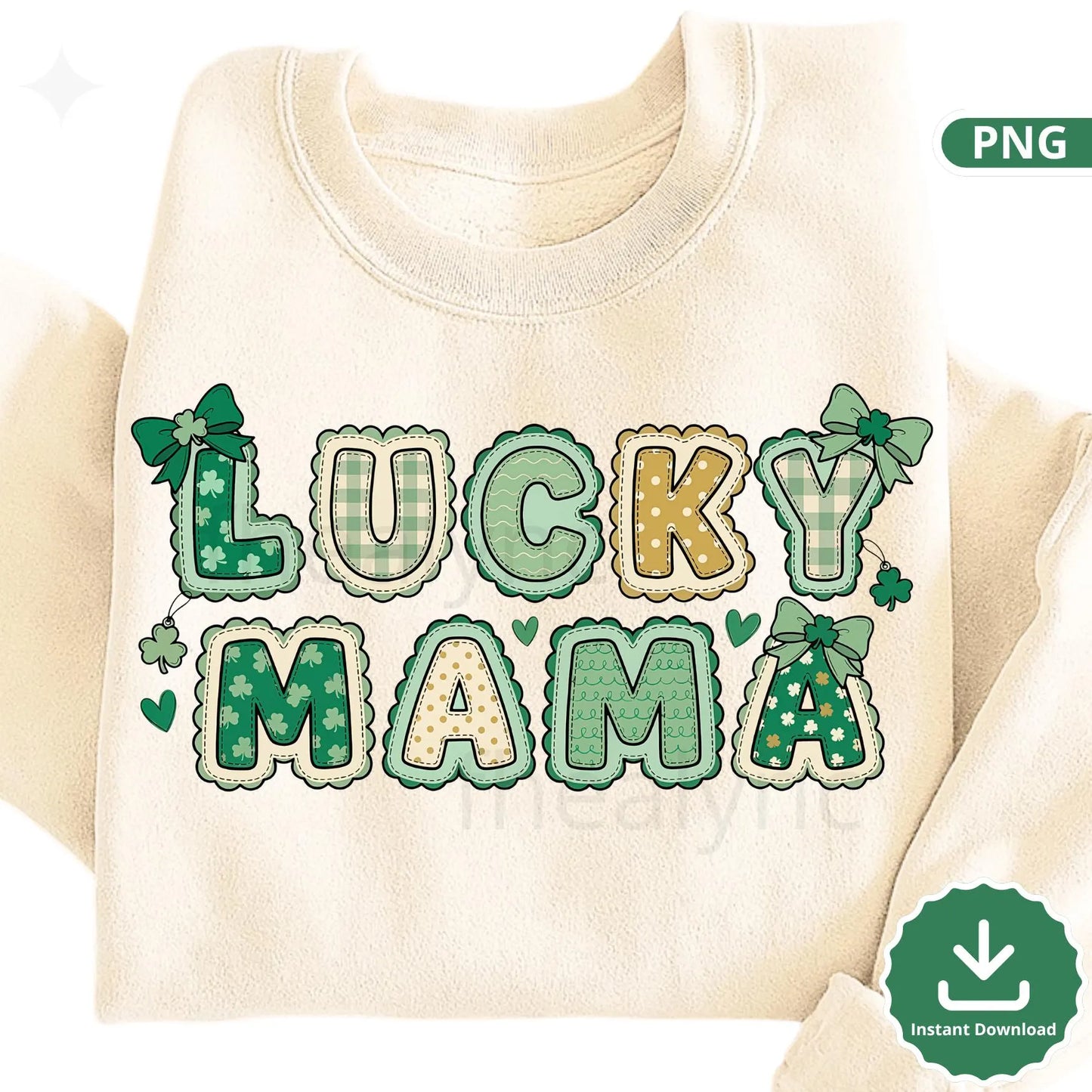 Lucky Mama PNG, St Patrick’s Day Mama Design, Green Clover Mama Shirt PNG, Sublimation Graphic, Mama St Patrick PNG (Digital Download)