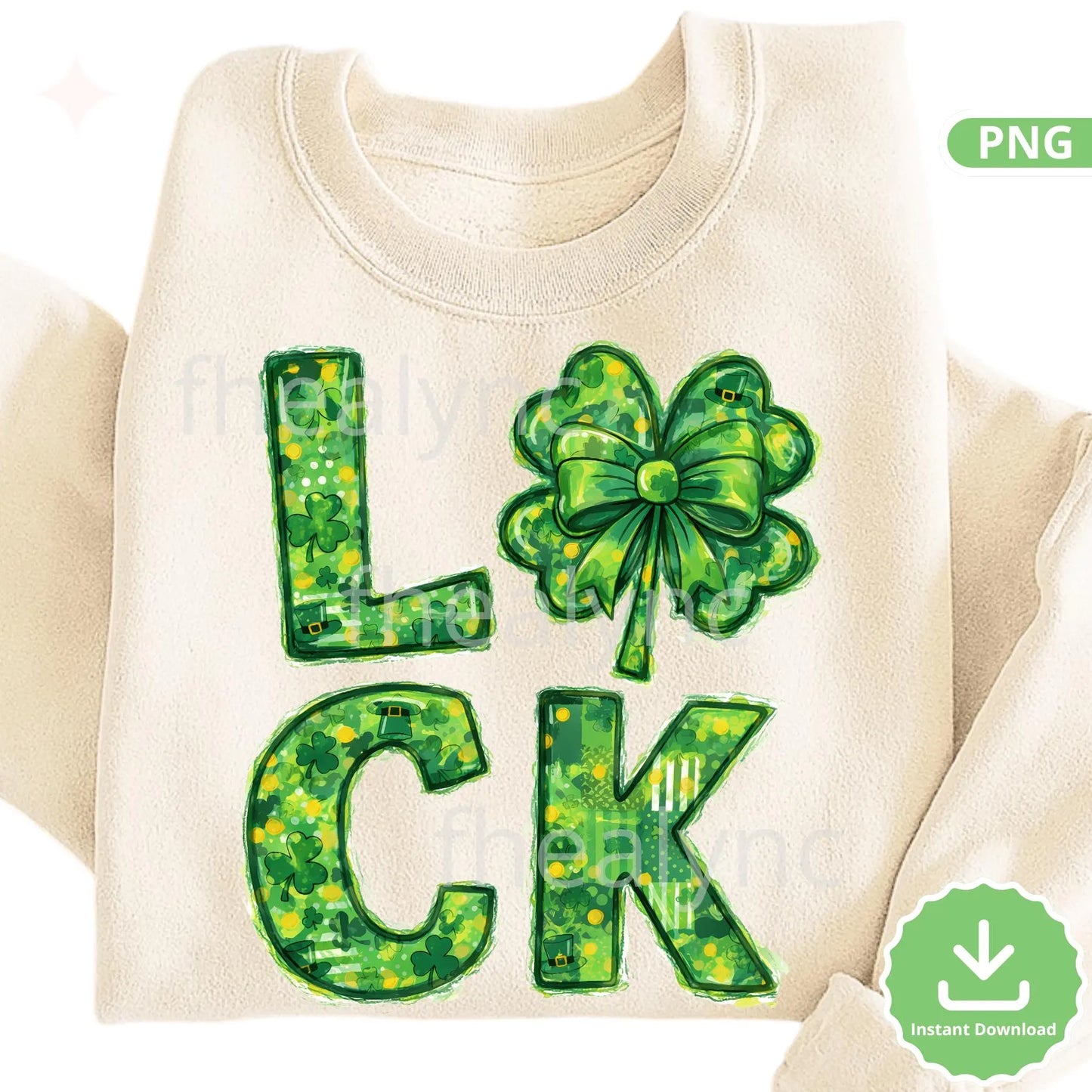 Luck St Patrick’s Day PNG, Clover Bow Shamrock Design, St Patricks Day Sublimation, Irish Love Graphic (Digital Download)