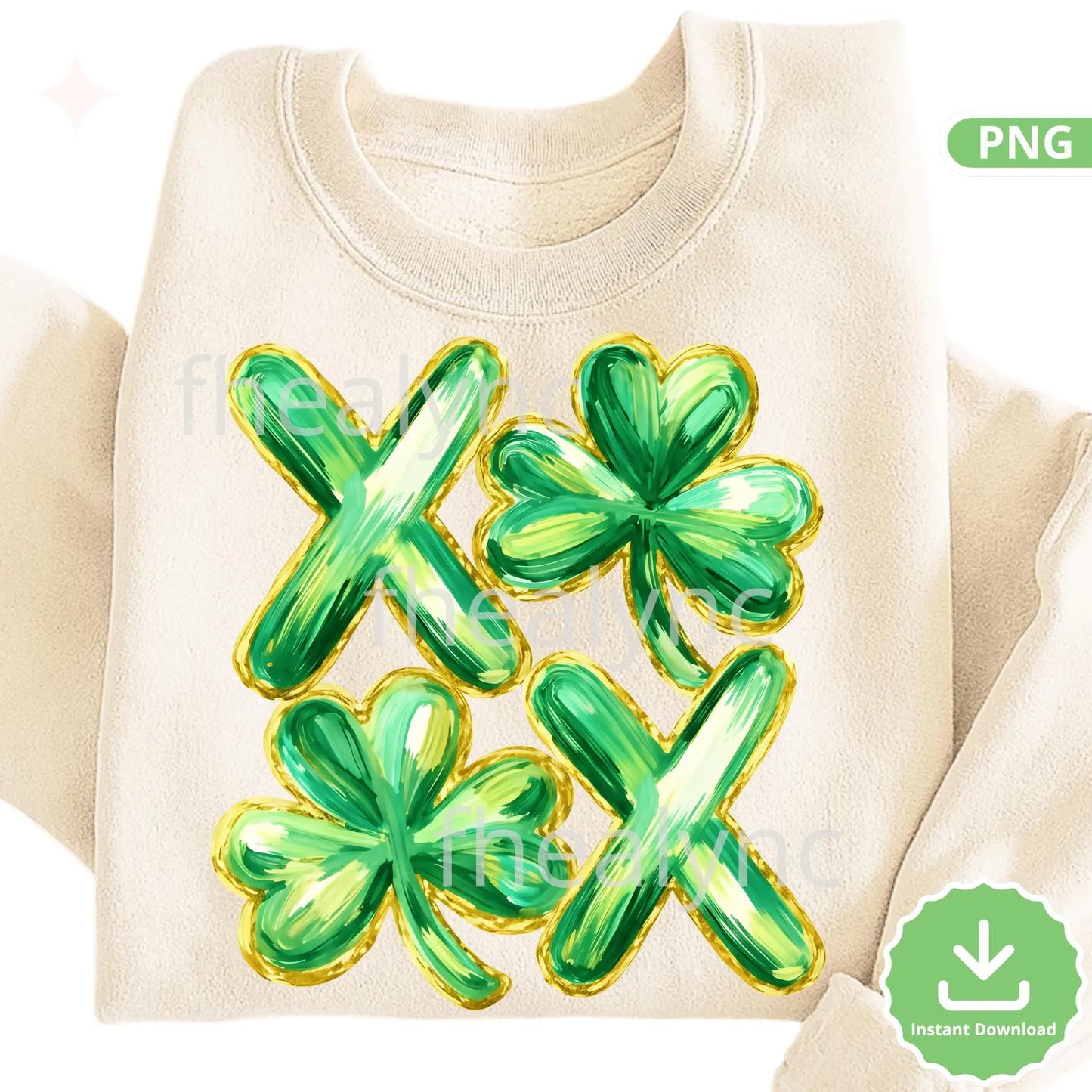 St Patrick’s Day XOXO Shamrock PNG, Green Clover XOXO Design, Lucky St Patricks Graphic, Irish Holiday Shirt Design (Digital Download)