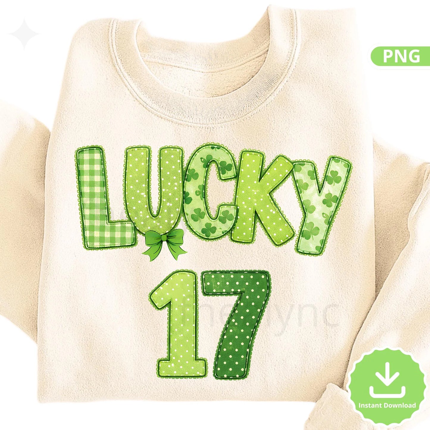Lucky 17 St Patrick's Day PNG, Shamrock Birthday Design (Digital Download)