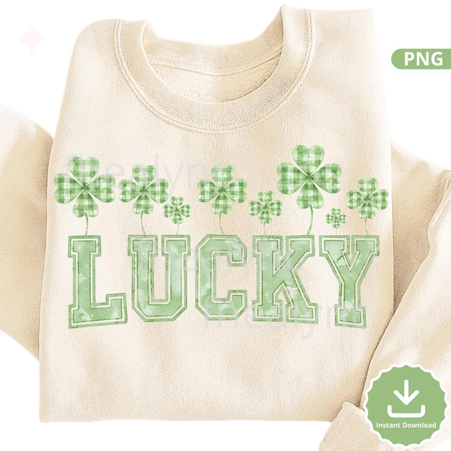 Lucky Shamrock PNG, St Patrick’s Day Lucky PNG Design, Green Clover Shirt Graphic, Sublimation (Digital Download)