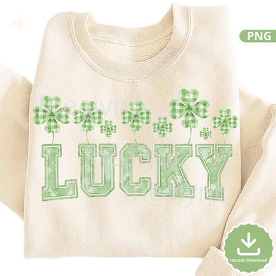 Lucky Shamrock PNG, St Patrick’s Day Lucky PNG Design, Green Clover Shirt Graphic, Sublimation (Digital Download)