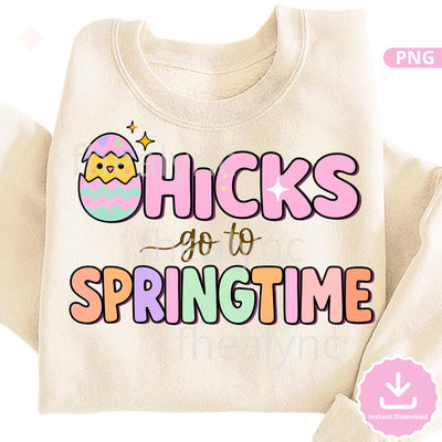 Easter Chicks PNG, Chicks Go To Springtime Sublimation Design, Pastel Easter Shirt Design, Cute Bunny Spring PNG (Digital Download)